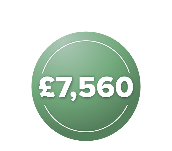 ATAG savings icon showing the text &pound;7,560